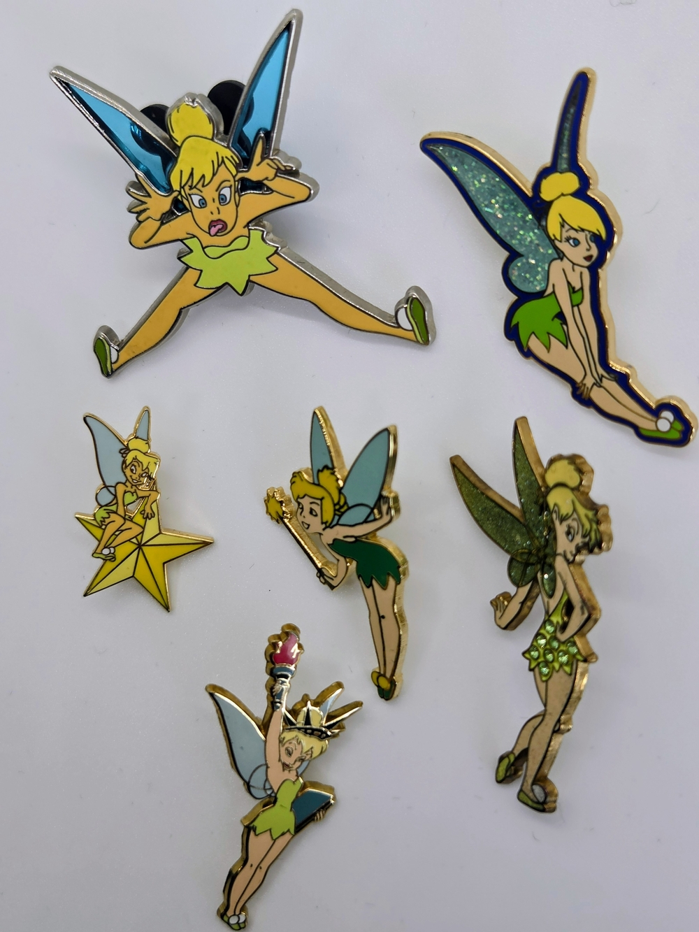 6 Pc Tinker Bell Disney Trading Pins, Unique Mix